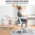 thumbnail image 5 of ‌Hoffree Kids Desk Chair with Adjustable Backrest Flipped Arms Ergonomic Study Chair wtih Adjustable Footrest Height Rolling Pink office chair for Teens Boys Girls in Study Room, 5 of 9