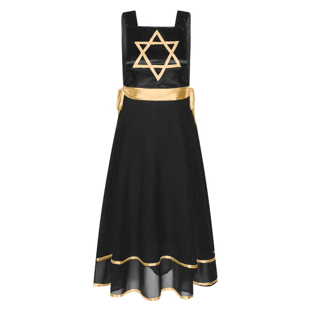 RUNQHUI Robe Tunique de Danse Sans Manches à Lacets Fendue pour Prière Religieuse Noire S/M