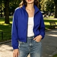 thumbnail image 2 of Admvng Women's Stand Collar Full Zip Cropped Windbreaker Jacket Pocket Lightweight Casual Outerwear, 2 of 9