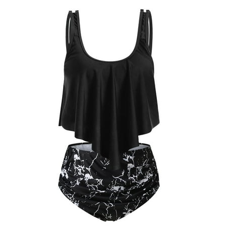 

VKEKIEO Two-Piece Sets Swimsuit Sport Bra Style Lift Black M