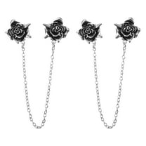 Uxcell 2 Pack Rose Sweater Clips Retro Cardigan Collar Clips with Chain(Silver)