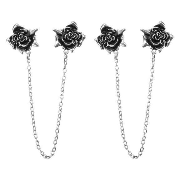 Uxcell 2 Pack Rose Sweater Clips Retro Cardigan Collar Clips with Chain(Silver)