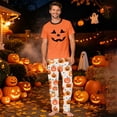 thumbnail image 2 of Family Matching Halloween Pajamas Set - 2 piece Pumpkin Face Short Sleeve Top & Pants, Holiday Cartoon Pumpkin Print Matching Family Halloween Pajamas for 3XL Pjs, 2 of 8