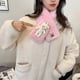 thumbnail image 4 of 12x82cm Moda mujer invierno bufandas cruzadas calentadores de cuello lindo oso bufandas de felpa chal, 4 of 5