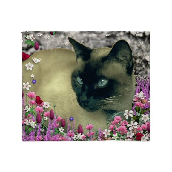 CafePress - Stella Chocolate Point Siamese Flowe Throw Blanket - Soft Fleece Throw Blanket, 50"x60" for All Ages