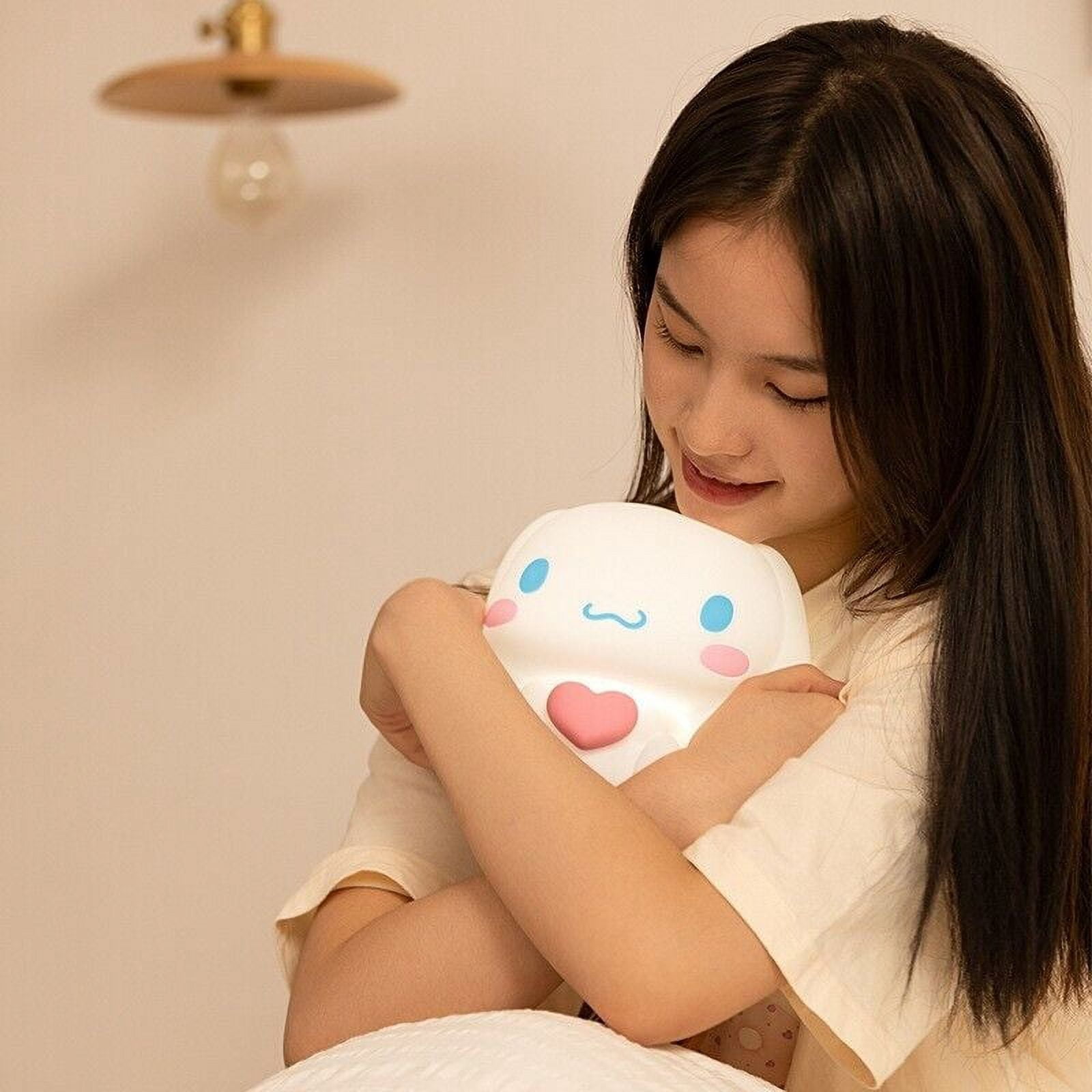 Kawaii Cute Heart Cinnamoroll Pat Night Light Cartoon USB Rechargeable Induction Bedside Night Lamp with Remote