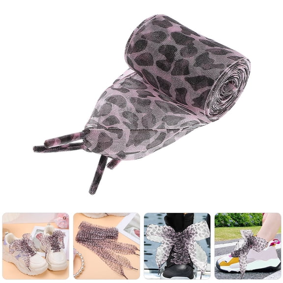Milisten Ribbon Shoelaces Multi Color Leopard Print Flat Polyester for Shoe Use