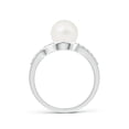 thumbnail image 2 of Angara Solitaire Freshwater Cultured Pearl Bypass Ring with Diamonds in 925 Sterling Silver for Women | June Birthstone Jewelry for Her, 2 of 8