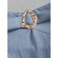 thumbnail image 6 of Dusty Blue Womens Strapless Ruched Bust Double Layer Ruffle Skirt Mini, 6 of 6
