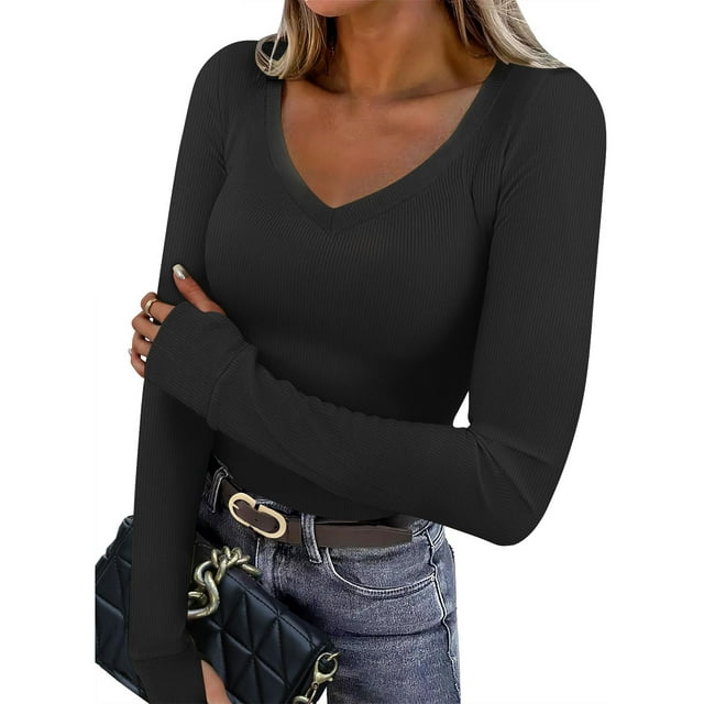 Chandails Moulants Superposition T-Shirts pour Femmes T-Shirt à Col Rond Femme T-Shirts pour Femmes T-Shirts Femmes Chemises pour Femmes Tendance Course Manches Longues Femme