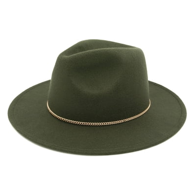 NEW Unique Green Fedora Hat with Gold Chain Accent Dark Green Geode Hat- Arrow Shaped Crown With Gold Chain and  main image 4