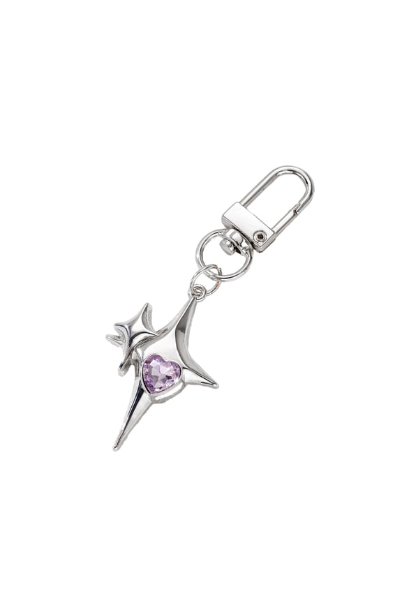 Colorful Punk Love Heart Keychain Pendant Fashionable Key Holder Eye Catching Keyring for Women and Men