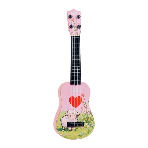 Ukelele de 4 cuerdas para niños, guitarra hueca con forma de corazón, juguete musical educativo de 16,5 pulgadas para principiantes, regalo para niños Rosa