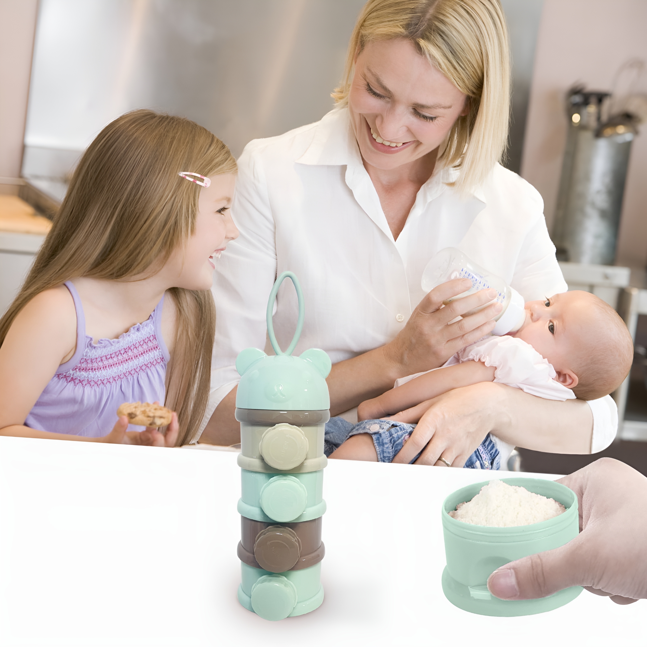 ACDANC 2026 New 4 Layers Baby Milk Powder Formula Dispenser on the Go,Formula Container for Travel,Non-Spill Stackable Baby Snack Storage Container with Handle,Bpa Free