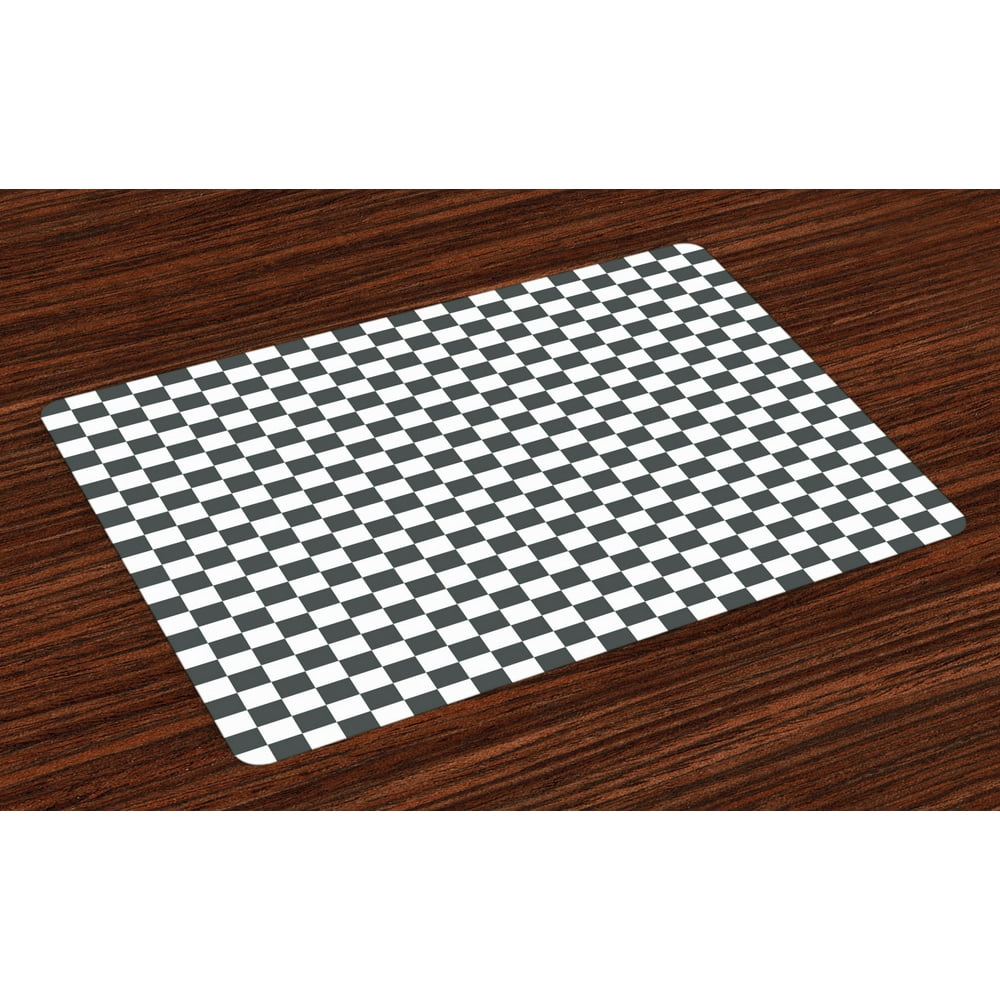Checkered Placemats Set of 4 Monochrome Composition with Classical