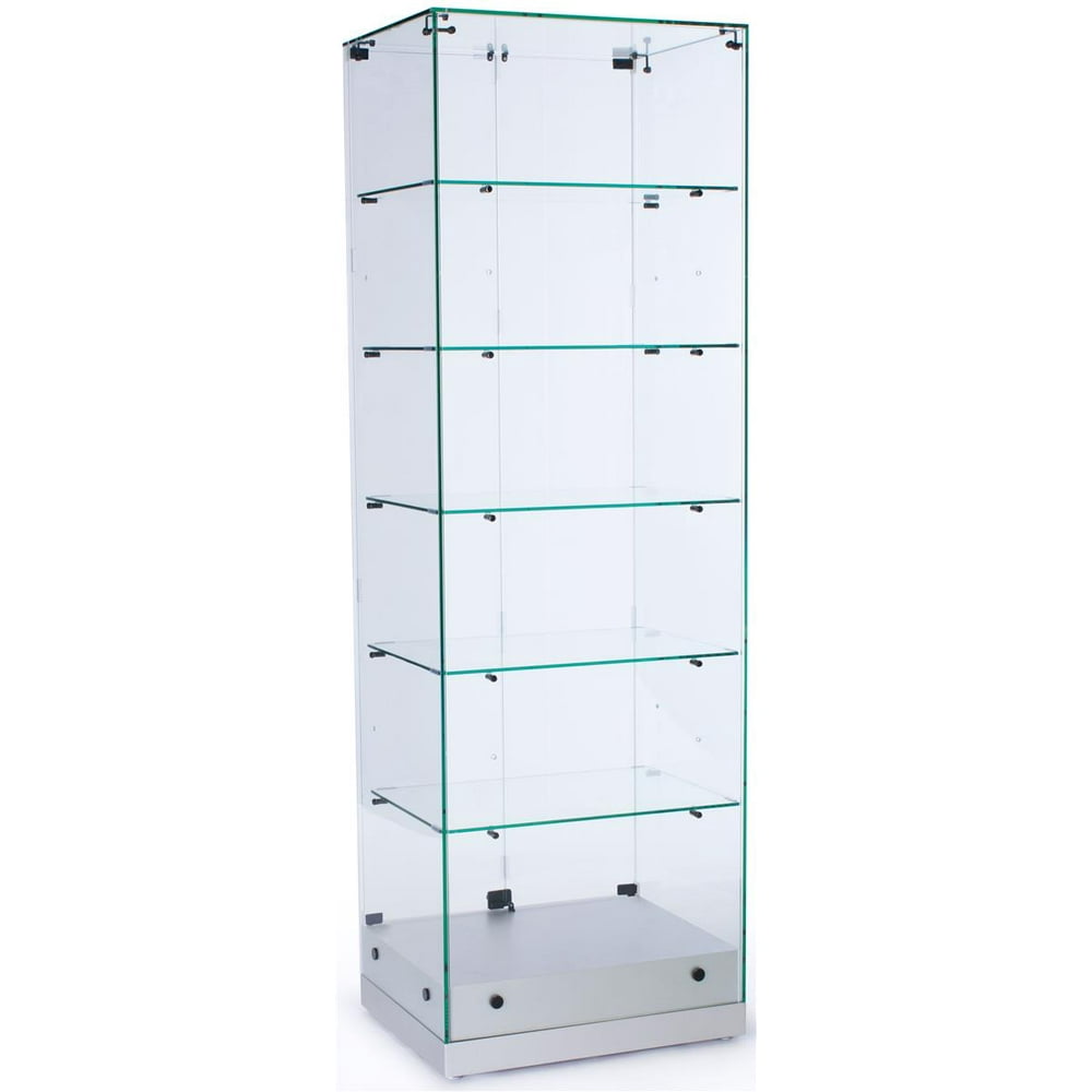 Tempered Glass Display Case And Silver MDF Base, 24 x 731/2 x 19Inch