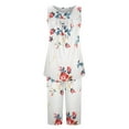 thumbnail image 7 of AKOEE Cotton Pajamas Loungewear Women 2 Piece Solid/Floral Print Sleeveless Pleated Tank Top with Knee Length Short Pants Sets (X-Large, White), 7 of 7