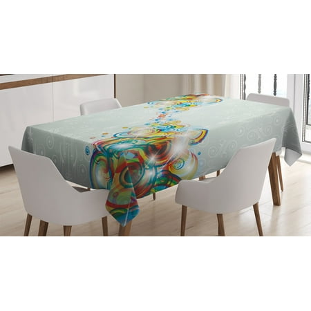 

Abstract Decor Tablecloth Modern Rainbow Like Wavy Circled Bright Patterned Disco Themed Artwork Rectangular Table Cover for Dining Room Kitchen 52 X 70 Inches Multi Colored by Ambesonne