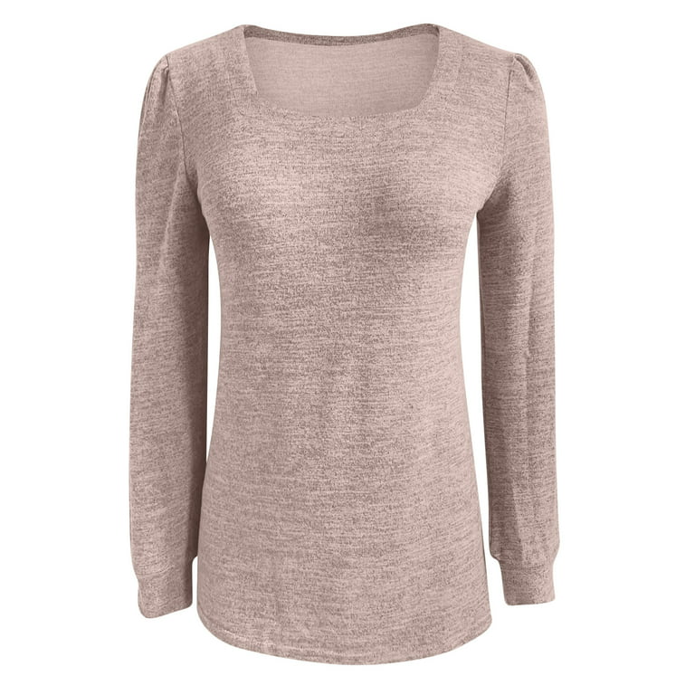 Womens Tunic Tops for Leggings Square Neck Puff Sleeve Shirts Casual Fall  Sweatshirts