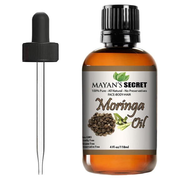 Mayan's Secret Moringa Energy Oil for Hair and skin, 100% Pure Moringa Seed Oil for Anti-aging, Dull Skin - Pure, Undilute, Non GMO - 4fl oz