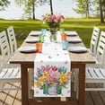 thumbnail image 4 of Table Runners 70 Inches Long Dress Scarves, Spring Flowers Farmhouse Coffee/Dining/Kitchen Table Decor, Holiday Table Runner, Watercolor Floral Leaves Butterflies Plant 13x70 Inch, 4 of 9