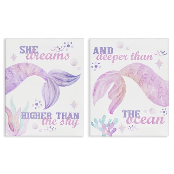 Mermaid Dreams Ocean & Sky 2 Piece Canvas Wall Art Set, design by Kim Allen