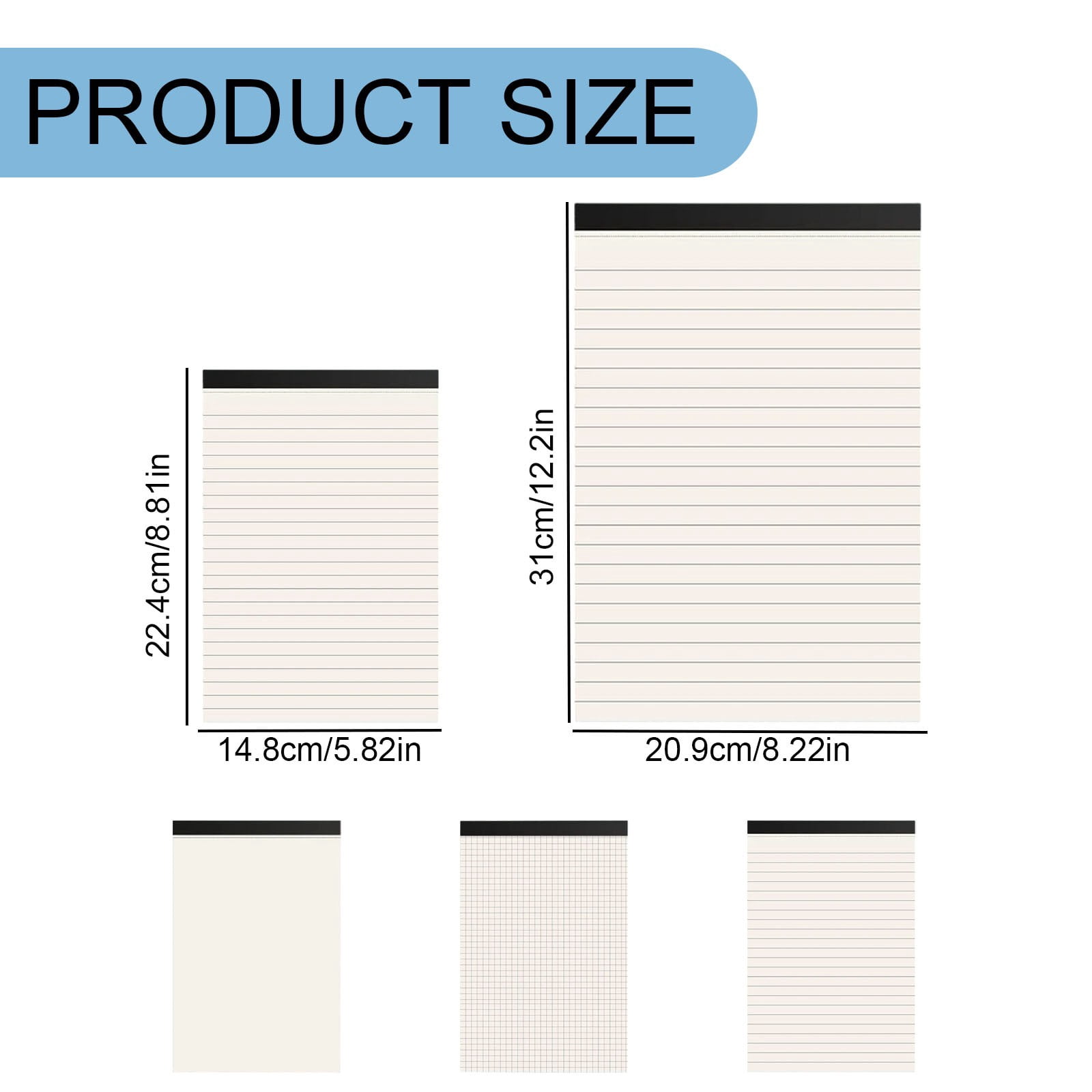 VKLU 2Pcs A5 Perforated Notepad, 80 Sheets per Pad, Grid Writing Pad with Tear-Off Pages, Durable Memo Pad for Office, Home, and Work Use