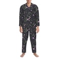 thumbnail image 3 of Wukai Watercolor Wildflower 1 Men's Long Sleeve Pajama Set,Long Sleeve Mens Sleepwear with Pockets & Front Fly-XX-Large, 3 of 7
