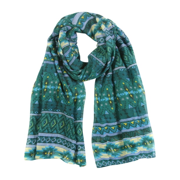 Fashion Scarf - Womens Summer Dark Green/Navy Tribal Scarf - Walmart ...