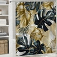thumbnail image 6 of Orinice Tropical Leaves Shower Curtain Black Gold Boho Botanical Banana Golden Monstera Leaf Jungle Mid Century Modern Minimalist Abstract Polyester Fabric Curtains Bathroom Set Hooks  69x72, 6 of 7
