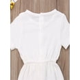 thumbnail image 6 of Gureui Infant Newborn Baby Boys Girls Casual One Piece Romper Solid Color Round Neck Short Sleeve Elastic Waist Tie Loose Long Pants Jumpsuit, 6 of 8