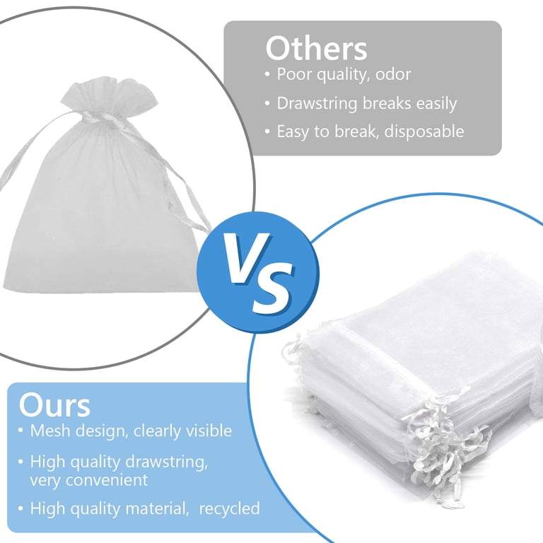 Tripumer Organza Drawstring Pouches, 200-Piece Small Gift Bags photo 7