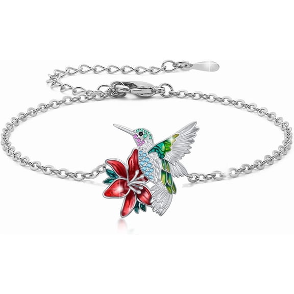 SISGEM Hummingbird Bracelet Sterling Silver Cute Animal bird Bracelet Good Luck Bracelets Gift for Women