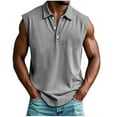 thumbnail image 2 of UQJfacai Sleeveless Shirts for Men Distressed Washed Tank Tops Henley Lapel Button V Neck Shirt Vintage Solid Tee Tops with Pocket M-3XL, 2 of 6
