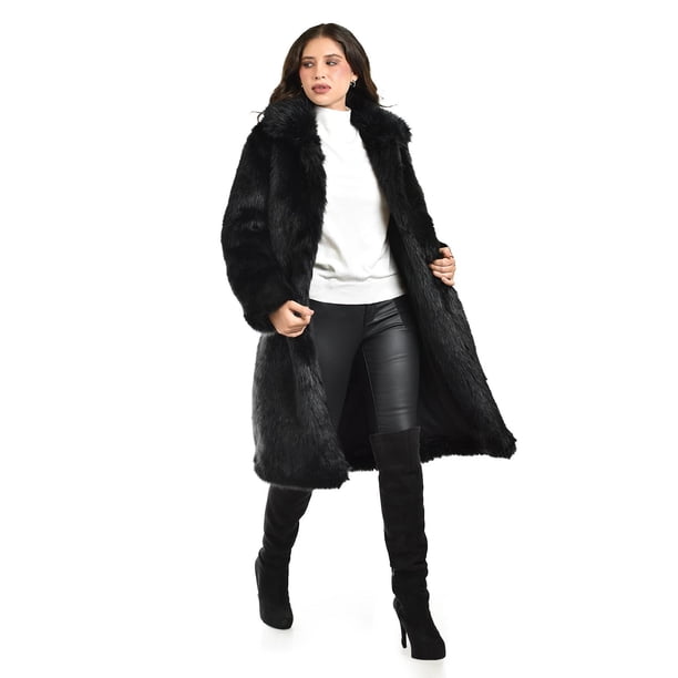 Abrigo largo de peluche Roman Fashion /Juvenil, 4098 (Negro) negro M