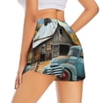 thumbnail image 4 of Picia Vintage Truck Farm Scene Pattern Women's 2 in 1 Athletic Running Shorts High Waisted Workout Casual Gym Sweat Shorts with Comfy Liner Zipper Pockets-X-Large, 4 of 9