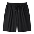 thumbnail image 1 of Pantalones cortos de seda de hielo de alta elasticidad para hombre, pantalones deportivos de talla grande, talla grande, pantalones de playa finos de verano con cremallera, 1 of 3