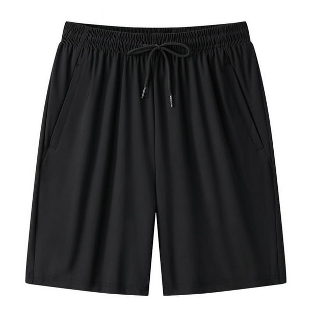 Pantalones cortos de seda de hielo de alta elasticidad para hombre, pantalones deportivos de talla grande, talla grande, pantalones de playa finos de verano con cremallera