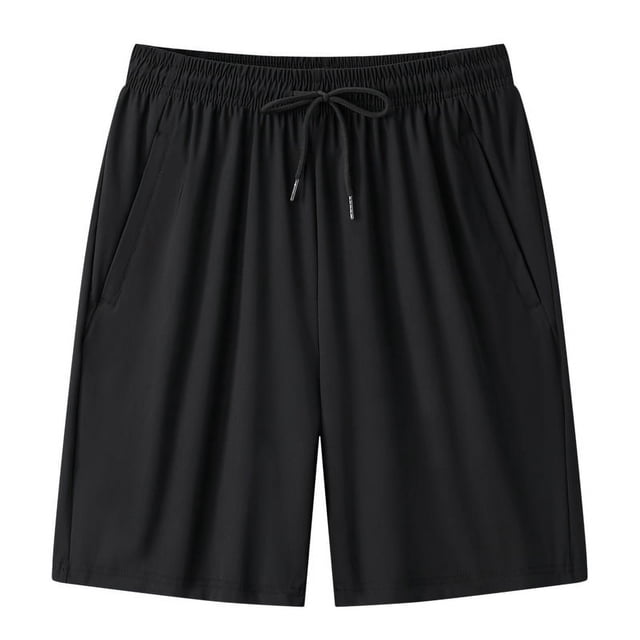 Pantalones cortos de seda de hielo de alta elasticidad para hombre, pantalones deportivos de talla grande, talla grande, pantalones de playa finos de verano con cremallera
