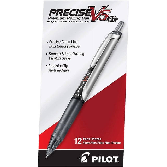 Pen Pilot Precise V5 RT recargable y retráctil negro x12