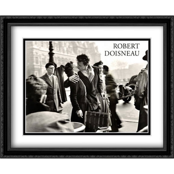 Hotel De Ville 2x Matted 36x28 Large Black Ornate Framed Art Print by Robert Doisneau