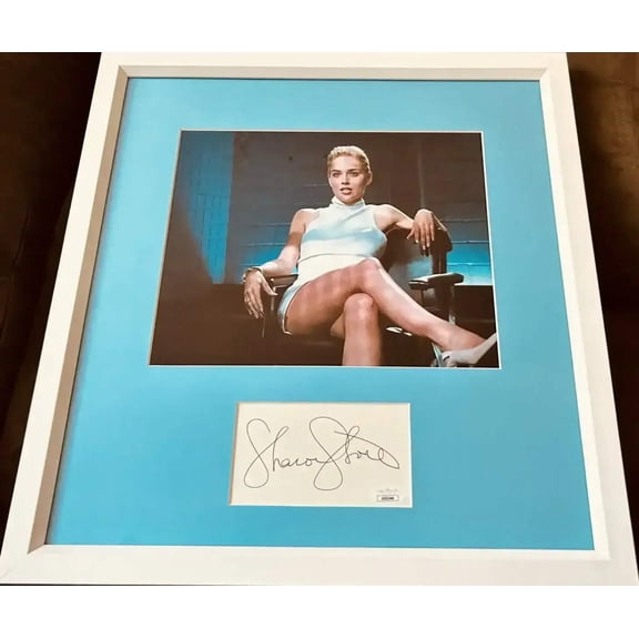 Sharon Stone autograph framed with sexy Basic Instinct 8x10 movie photo JSA