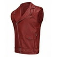 thumbnail image 2 of Stamzod Sleeveless Motorcycle Leather Jacket Men Solid Color Turndown Bomber Jackets Casual Windbreaker Coats for Men with Pocket Wine L, 2 of 5