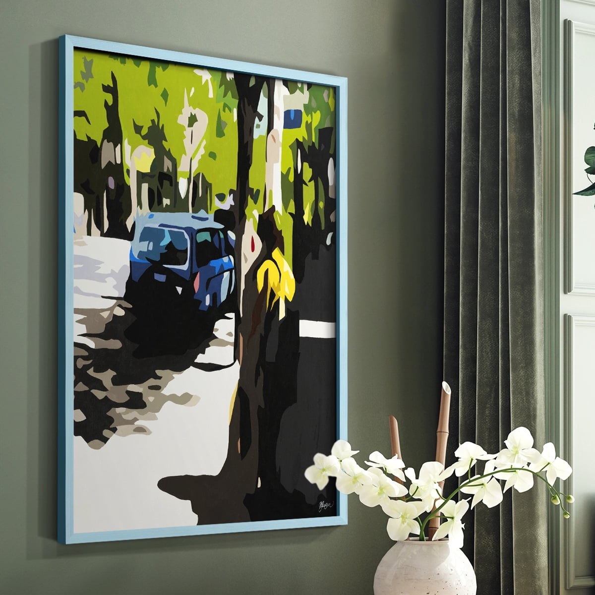A Volvo in Ballard in Paper Solid Wood 8 x 10 Framed Print