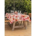 thumbnail image 2 of Outdoor Tablecloth with Umbrella Hole and Zipper, Pink Flowers Rectangle Table Cloth 60x120 Inch Waterproof Tablecloth, Pastoral Floral Leaves Botanical Rustic Picnic Table Cover for Patio Camping, 2 of 7
