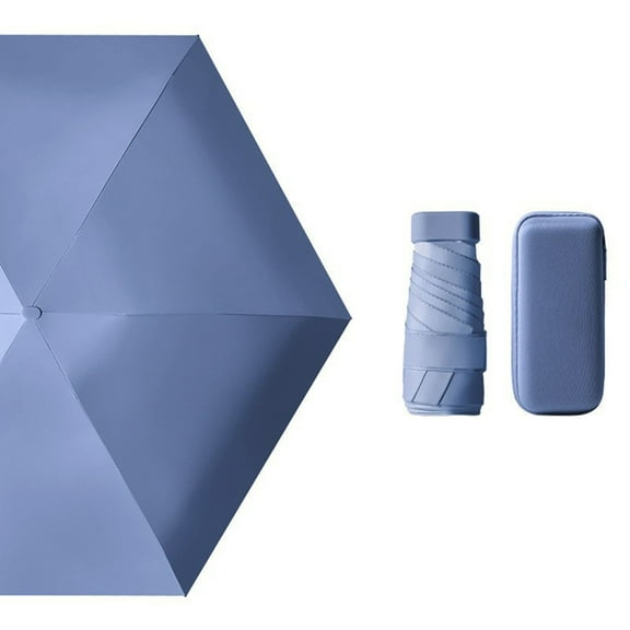 Six Fold Card Umbrella Portable Pocket Capsule Umbrella Anti-Ultraviolet for Rain and Shine Sunscreen Umbrella,B