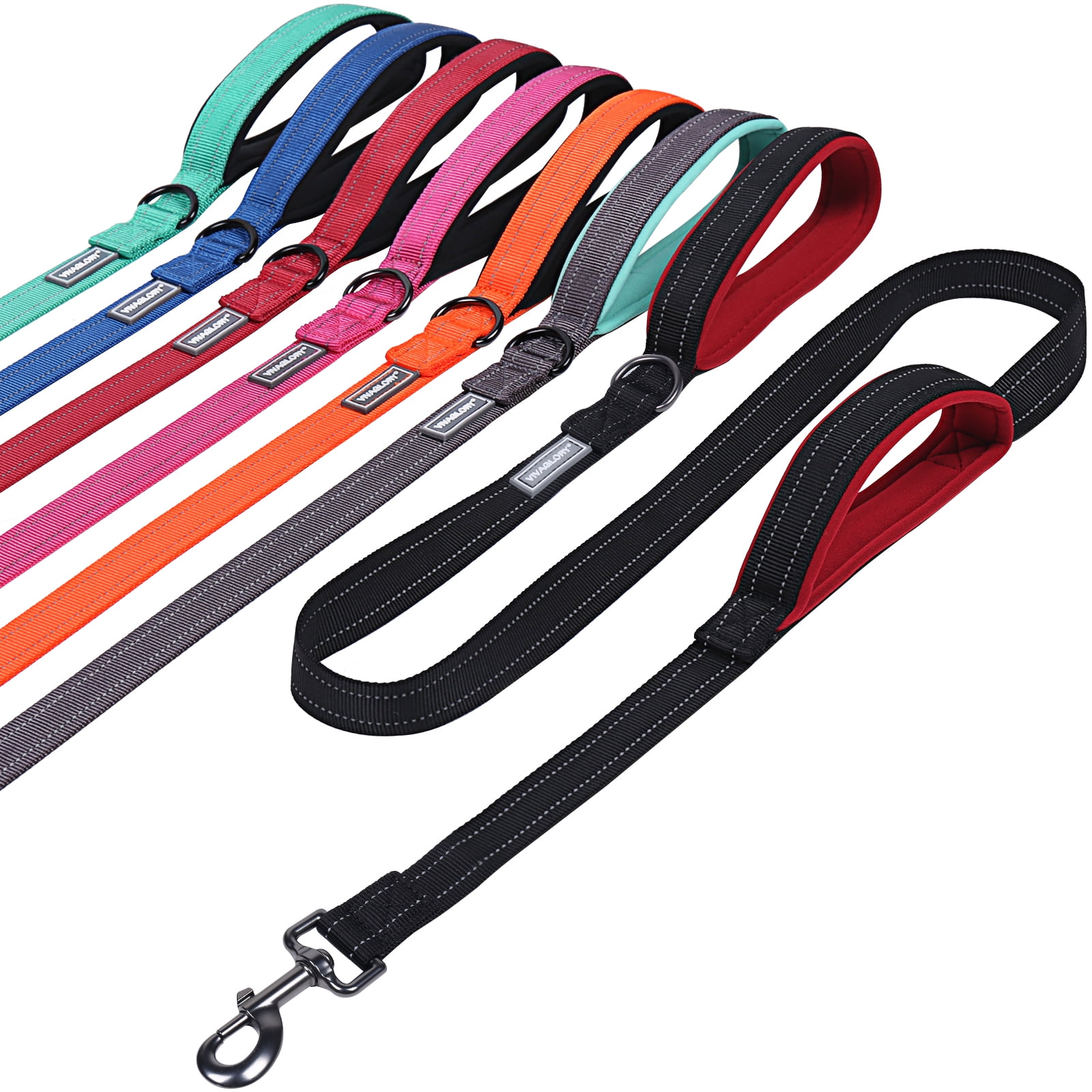 VIVAGLORY Dog Leash with Double Handle, Reflective Nylon Lead, Medium