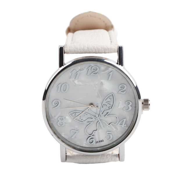 Reloj de cuarzo con correa de cuero PU a la moda, relojes de pulsera analógicos para mujer, color blanco