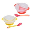 thumbnail image 2 of 2 Set Transparent Baby Suction Bowl Infant Training Bowl Feeding Tableware with Heat Sensitive Spoon (Red And Yellow), 2 of 7
