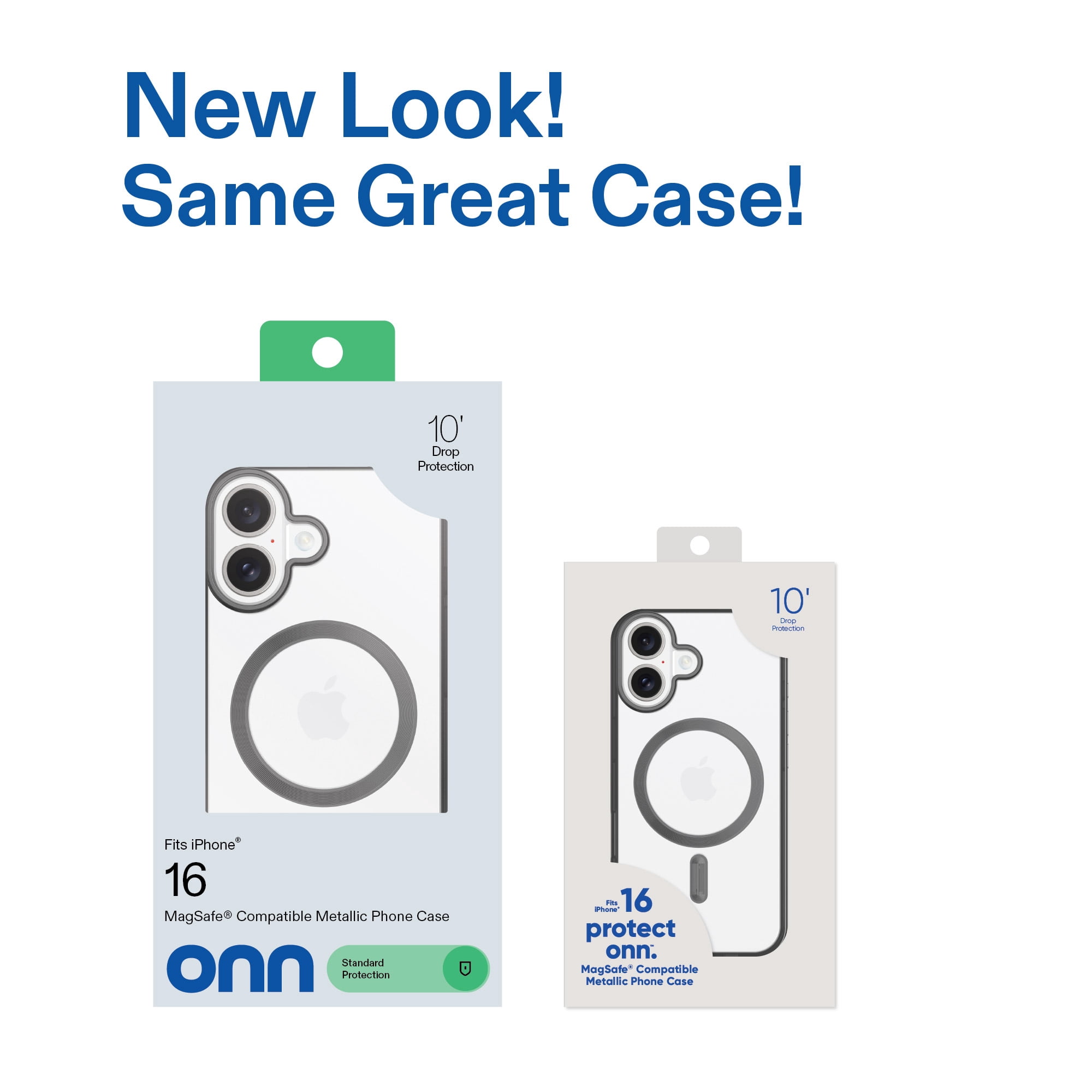 onn MagSafe Compatible Phone Case for iPhone 16 - Metallic Gray/Clear